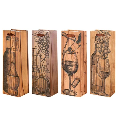 12 шт. бумажные мешки для вина 12x8x35 см вечерние подарочные бумажные посылка в полоску с буквенным принтом и бриллиантами - Цвет: Assorted 5