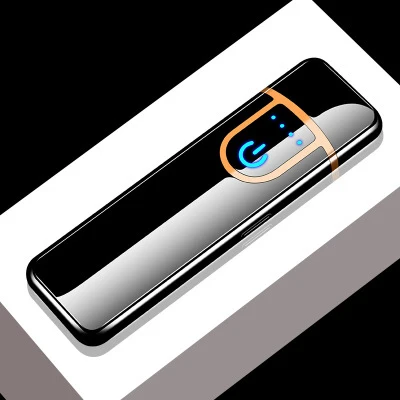 Мини умный электронный сенсорный экран USB крутая Зажигалка интеллектуальная креативная электрическая забавная Зарядка для сигар ветрозащитная сигарная ручка - Цвет: 717-Black Gloss