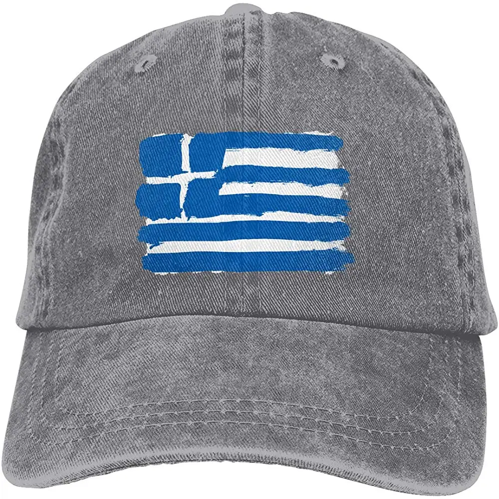 Мужская или женская Регулируемая трикотажная окрашенная джинсовая бейсболка флаг греческой Кепка в стиле хип-хоп