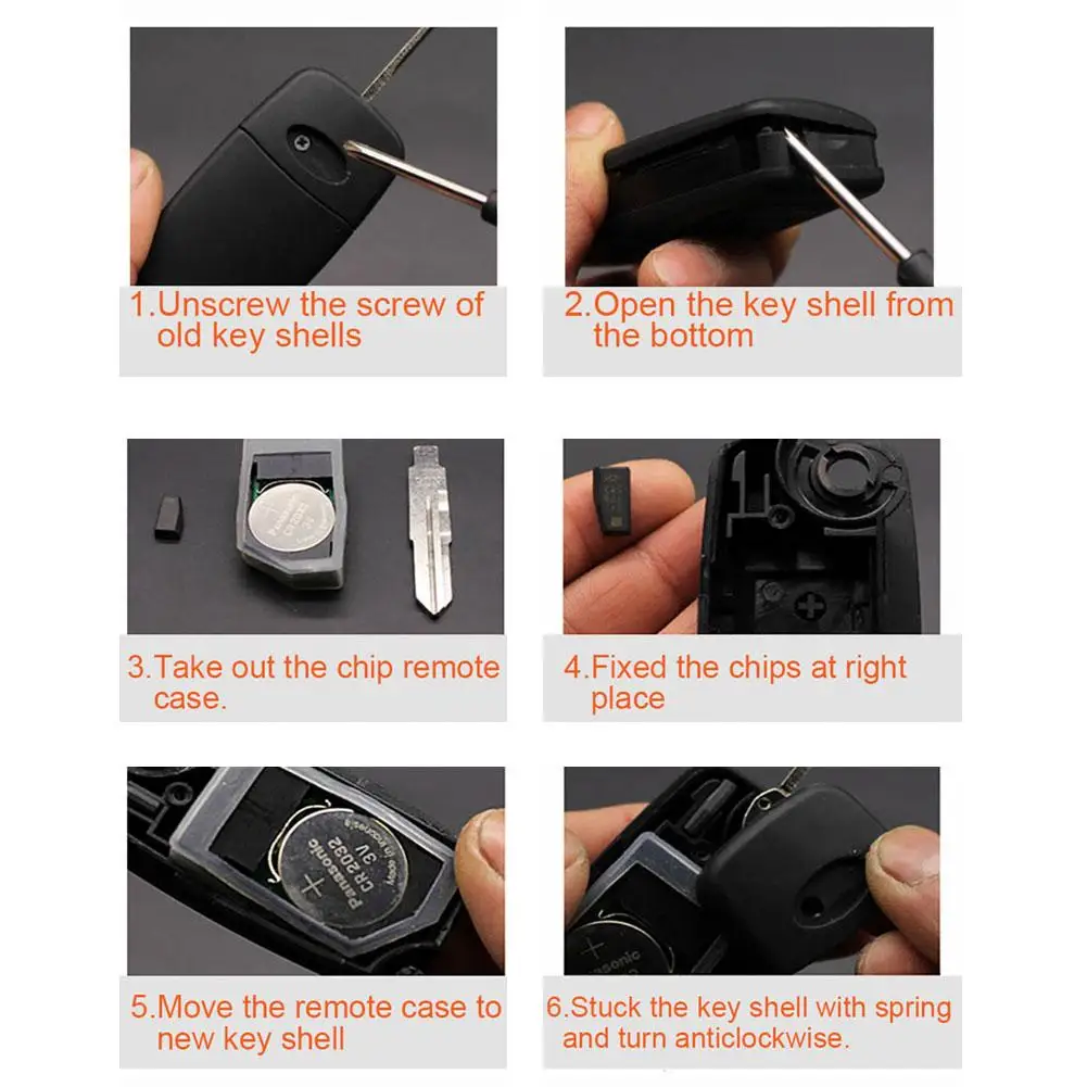 3 Buttons Auto Car Remote Flip Folding Key Fob Shell Cover for Chery A5 E5 A3 Auto Replacement Parts Car Key Case