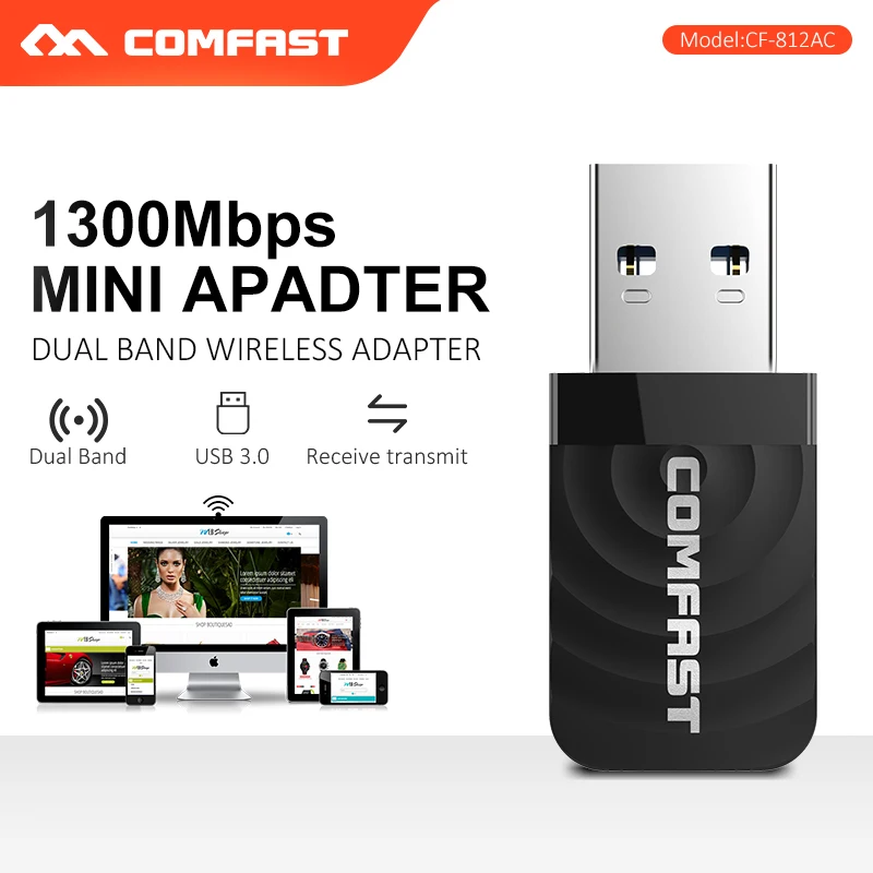 Ethernet Wi-fi адаптер переменного тока 650M -1200M USB Беспроводной Вай-Фай Адаптер 2 4G 5 8 ГГц