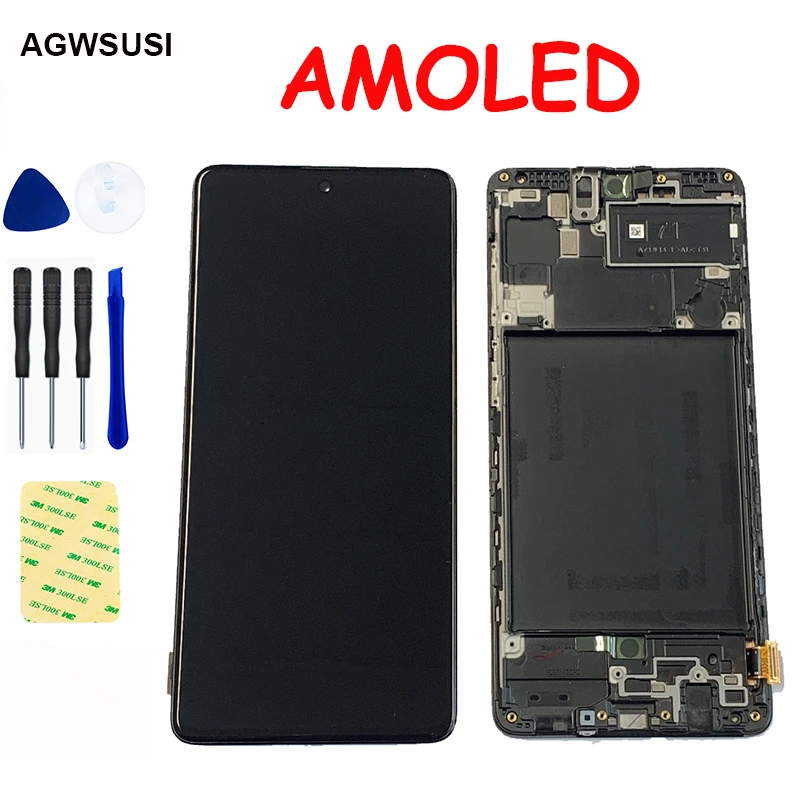 ЖК-дисплей AMOLED для Samsung Galaxy A71 A715 A715F A715FD сенсорный модуль с дигитайзером и