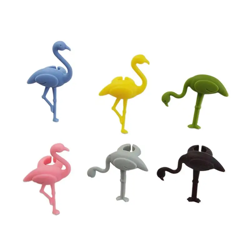 6PCS Silicone Wine Glass Charms Marker Flamingo Shape Drink Label Identification Party Supplies