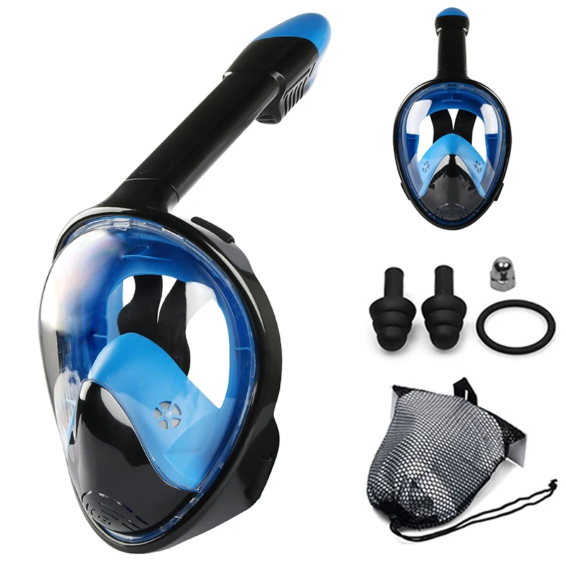 Full Face Snorkeling Masks Panoramic View Anti-fog Anti-Leak Swimming Snorkel Scuba Underwater Diving Mask GoPro Compatible