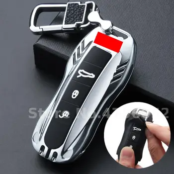

zinc alloy car Key Case Shell fob Cover for Porsche Boxster Cayman 911 Panamera Cayenne Macan gift for man with key chain