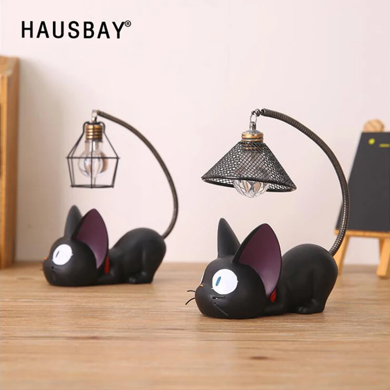 Comprar Gato noche adorno para luz miniatura resina gato lámpara Animal luz linterna decorativa para hogar creativo regalo dormitorio Mesa decoración 05331
