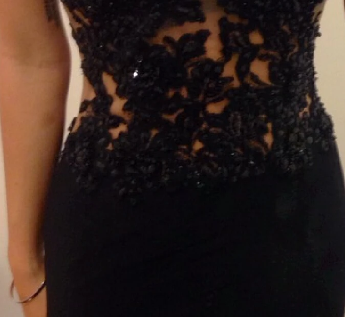 Боковой разрез для особого случая; robe de soiree без Рукавов Черное Кружевное платье для выпускного вечера шифоновое платье для выпускного вечера Vestido de Festa нарядные платья