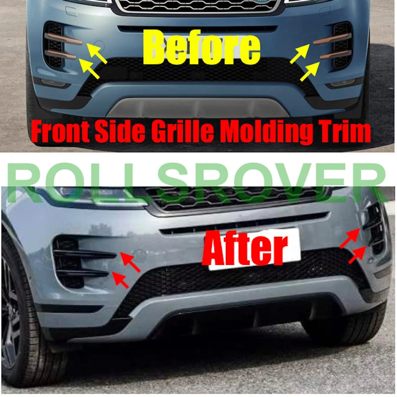 

ROLLSROVER Gloss Black Front Bumper Side Grille Molding Trim For Range Rover Evoque 2020 Car Styling ABS Sticker 4PCS Set