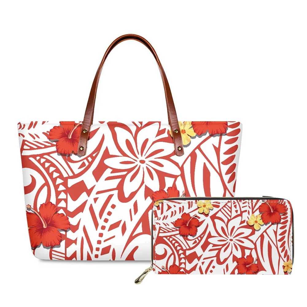 Hycool Casual Travel Bags Set Polynesian Tribal Hawaii Flower Print Brand Bags Cheap Large Big Women's Travel