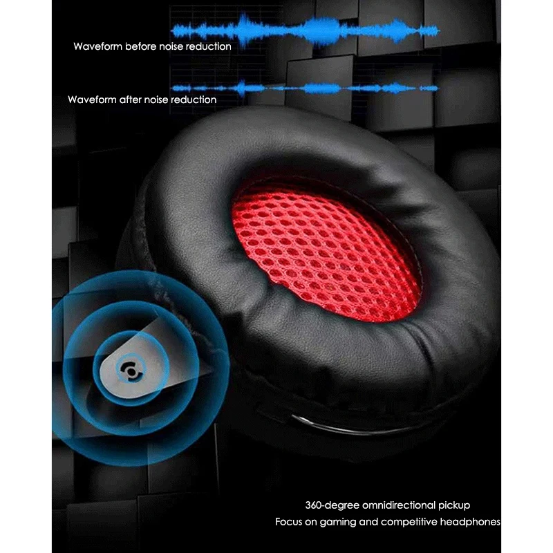 Stereo Gaming Headset for PS4 PC Noise Cancelling over Ear Headphones with LED Light Bass Surround Soft Memory Earmuffs