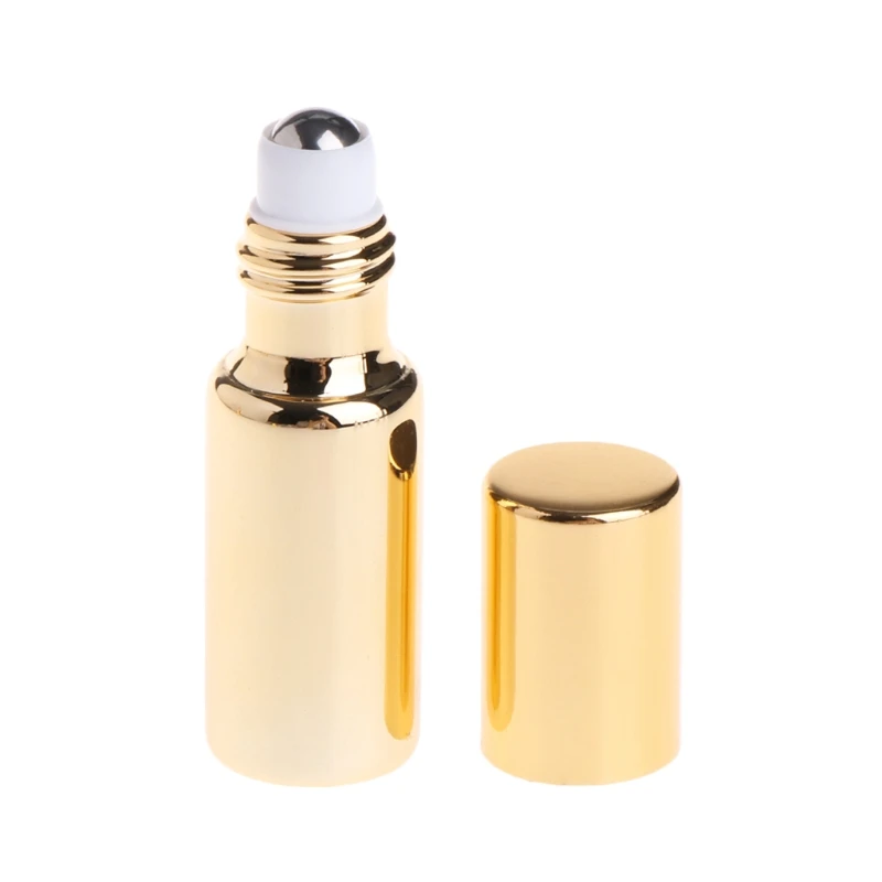 Gold 5ml 5 мл/10 мл мини стеклянная бутылка пустые эфирные масла духи роликовый шар многоразового использования - Цвет: Gold 5ml