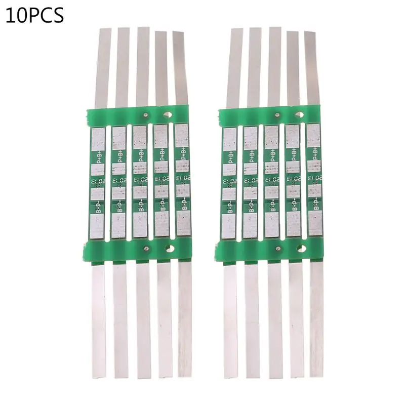 10pcs/set 3.7V 3A BMS Protection Board for 1S 18650 Lithium Battery Over Charge Protective Plat Cell Kit with Solder Belt