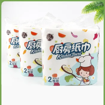 

1 Pack/2 Roll Kitchen Paper Towel Roll Strong Oil-absorbing Tissue Water Absorption Soft High Toughness New TSH Shop