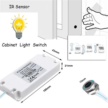 

AC85-250V Hand Sweep Infrared Sensor Cabinet Light IR Sensor Switch For Cabinets Wardrobes Mirror Lights LED Lamps Hand Wave