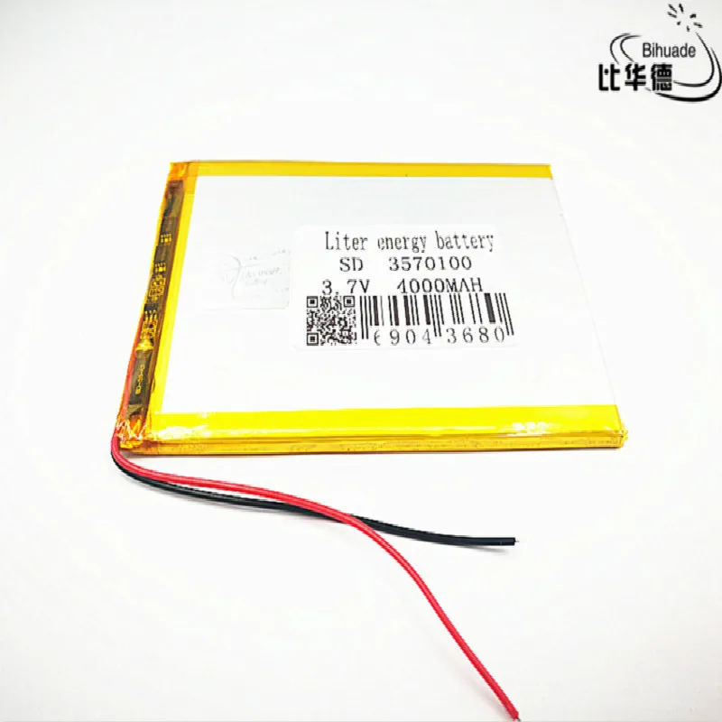 2 шт. литиевая батарея хорошего качества 3,7 V, 4000 mAH 3570100 полимер литий-ионный/литий-ионный аккумулятор для планшетных ПК, gps, mp3, mp4