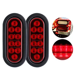 Marqueur latéral rouge à 10led 12V, 2 pièces, pour coffre de voiture et remorque, feux de freinage ovales de 6 pouces, clignotant, feu arrière, tendance, nouveau 