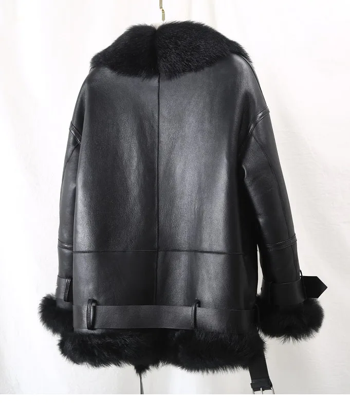 Женская мотоциклетная куртка, короткая верхняя одежда, уличная одежда, пальто из меха ягненка, зимняя куртка, Толстая теплая шуба из натурального меха