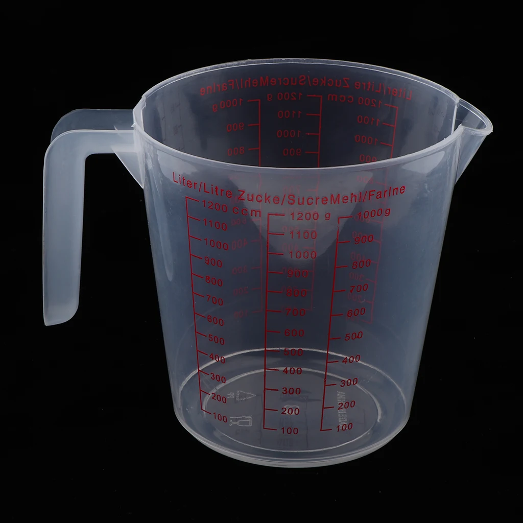 Transparent Plastic Measuring Cup for Home Kitchen Lab, Easy to Read, 40oz 1200ml