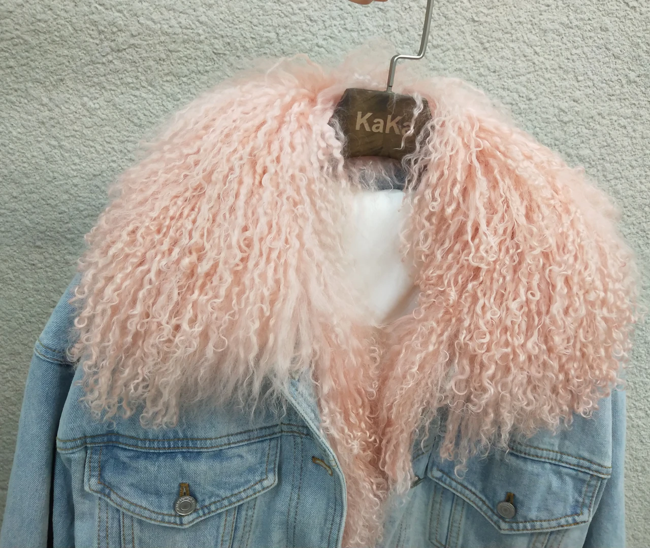 Abrigos mujer invierno2019 пальто с натуральным мехом женская зимняя джинсовая куртка с рисунком из мультфильма верхняя одежда с воротником из натуральной овечьей шерсти Толстая теплая