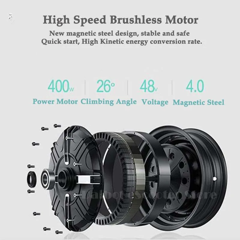 Daibot Folding Electric Bike 400W 48V Electric Bicycle Max Range 85KM Seat WhiteBlue 2wheeled Electric Scooter For Adults Kids  (4)