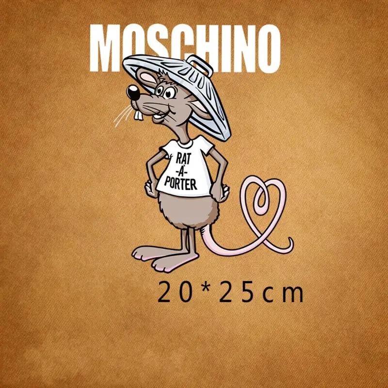 

25x20cm New Cartoon Mouse Iron On Stickers Washable Appliques A-level Patches Heat Transfer For DIY T-shirt Accessory Clothes
