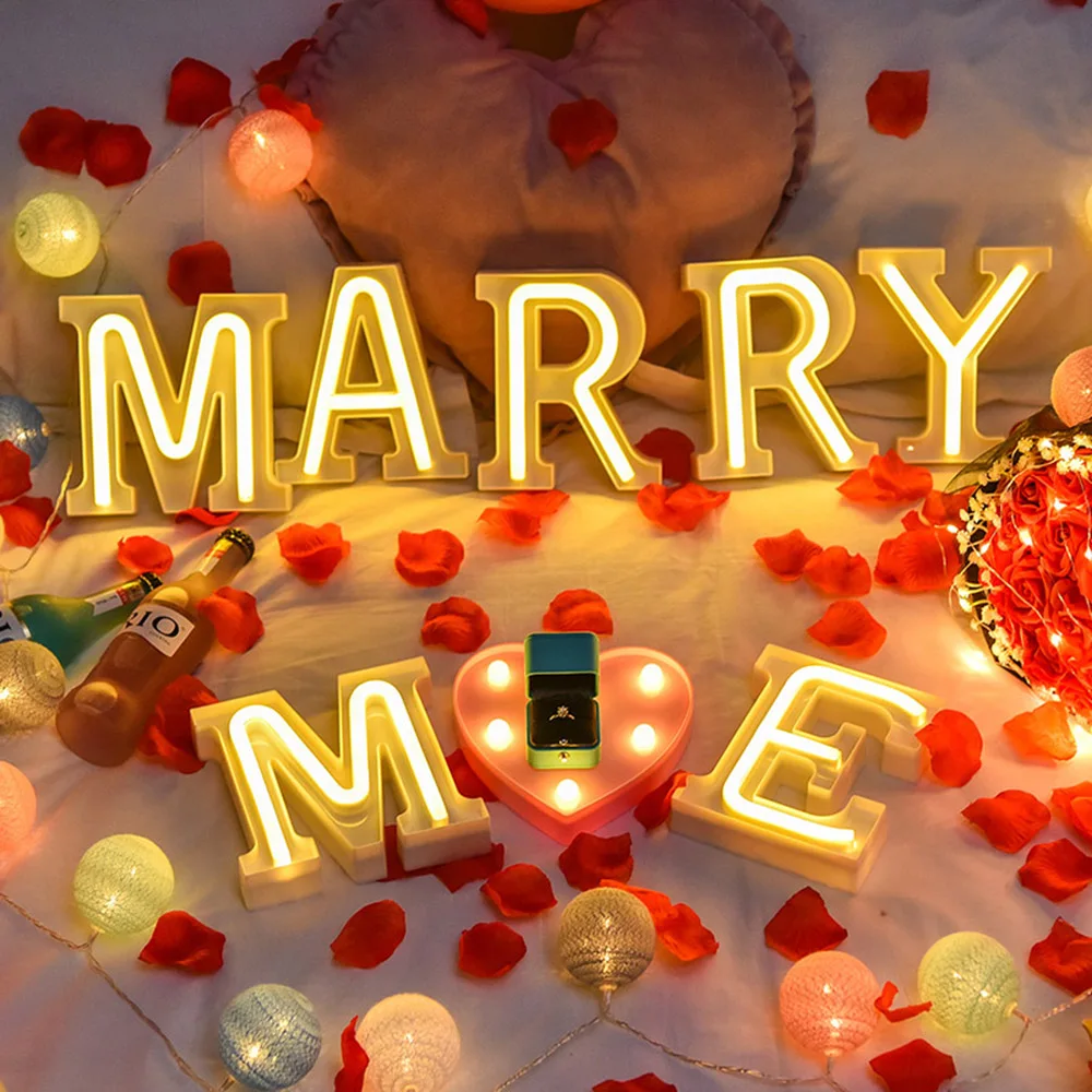 

A-Z DIY LED Night Light Neon Light Wedding/Birthday/Christmas LED Light Decor For Home Photography Prop USB/2X AAA Battery D35