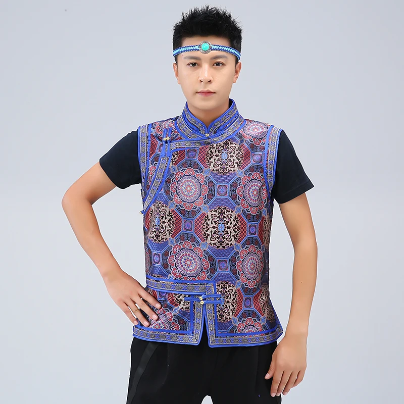 

Summer Men's National Clothes Tops mongolia men waistcoat Male Chinese Style Tang Suit Sleeveless Vest