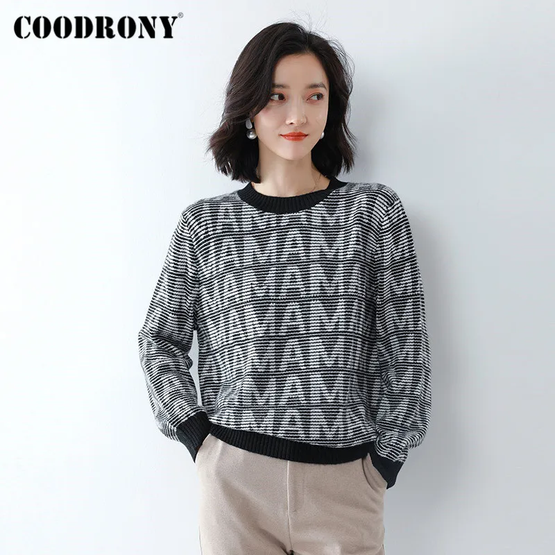 COODRONY Brand 2020 New Knitting Letter Slim Pullover Sweaters Female Autumn Winter Streetwear Fashion Jumpers Women W1166