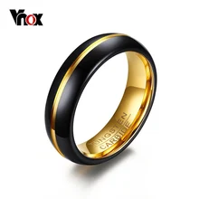 Vnox Для мужчин тонкий кольцо 6 мм черный Вольфрам карбида Кольца для Для мужчин Свадебная вечеринка ювелирные изделия