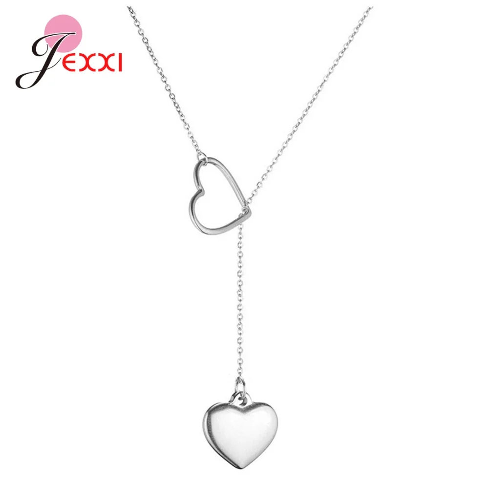 

Подлинное Стерлинговое Серебро 925 пробы, блестящая цепочка в форме сердца, ожерелье для женщин, хорошее ювелирное изделие, новый воротник, П...