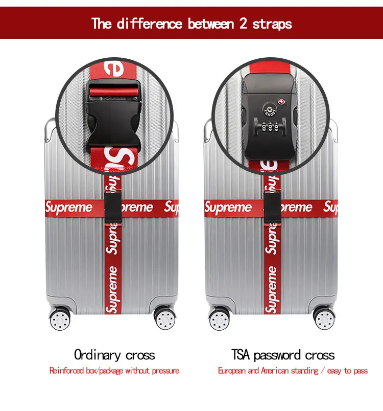 

Luggage Belt Cross Belt Packaging Adjustable Travel Suitcase Polyester TSA Customs Lock with Luggage Belt Travel Accessories