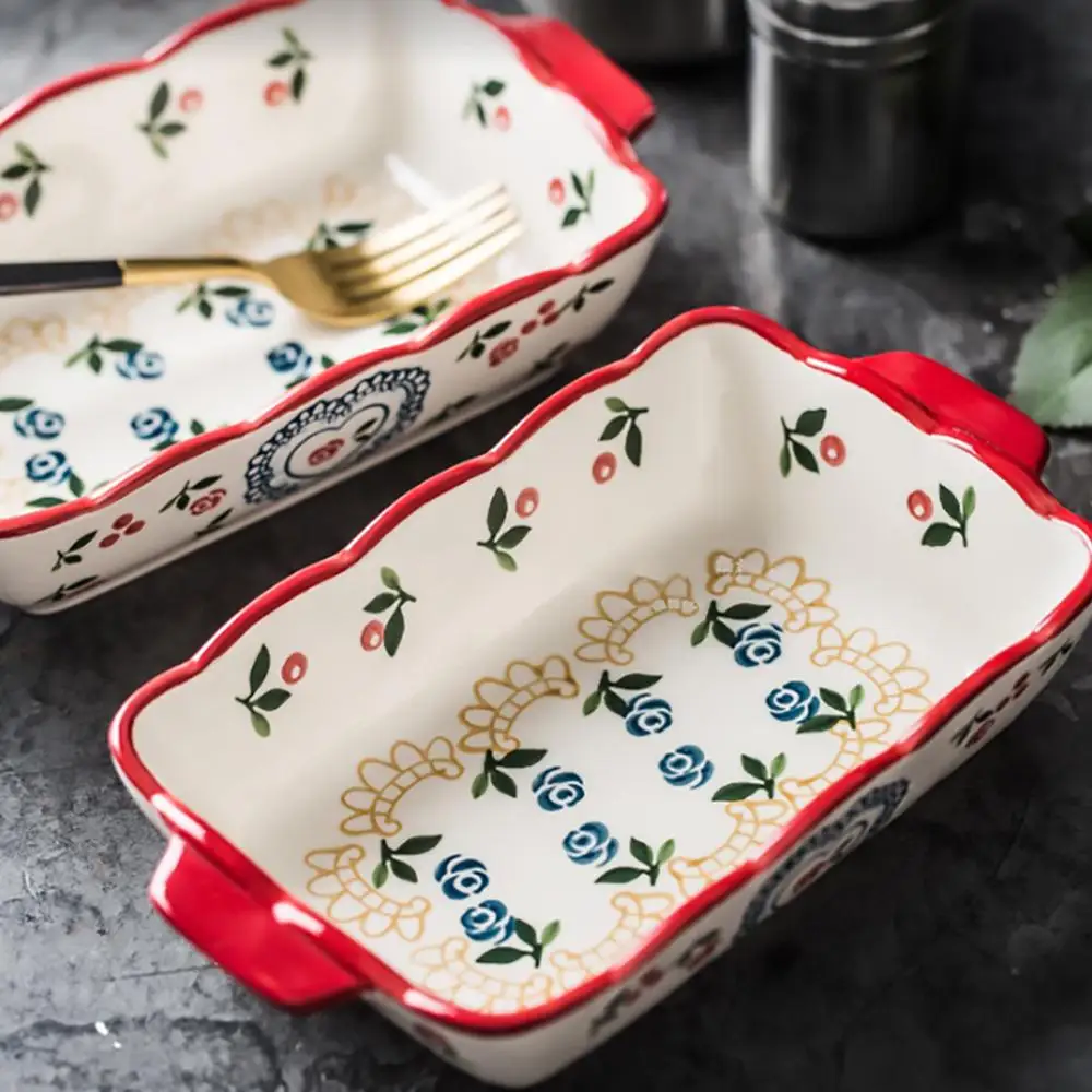 Small Ceramics Rectangular Baking Dishes with Handle for Oven Ceramic  Baking Pan Lasagna Casserole Pan Individual Bakeware - AliExpress