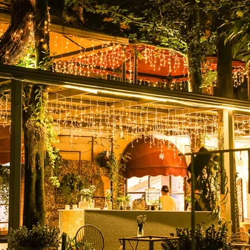 

5M IP44 Outdoor Christmas Light Droop 0.4-0.6m Led Curtain Icicle String Lights Garden Mall Eaves Decorative Lights