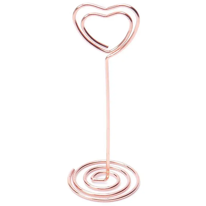 

6 pcs Heart Shape Photo Holder Stands Table Number Holders Place Card Paper Menu Clips For Wedding Party Decoration Rose gold