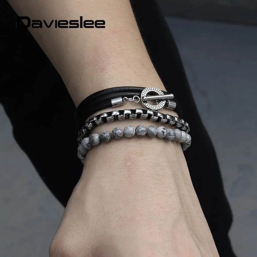 3 шт./компл. многослойный браслет для Для мужчин женщин натуральные камни из