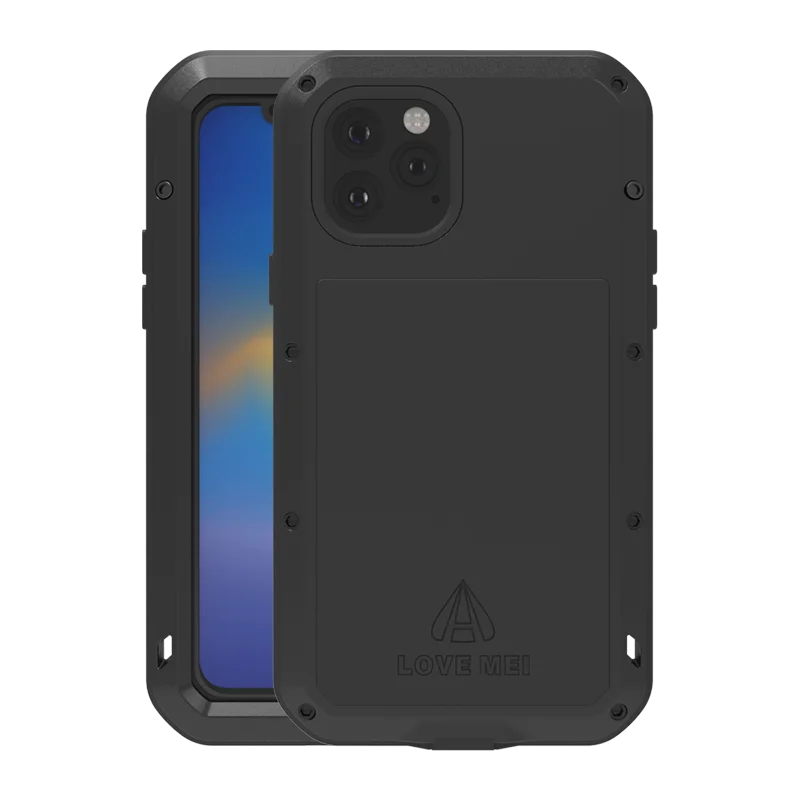 Мощный чехол Love Mei для iPhone 11 6,1/11 Pro 5,8/11 Pro Max 6,5 противоударный металлический алюминиевый корпус из закаленного стекла