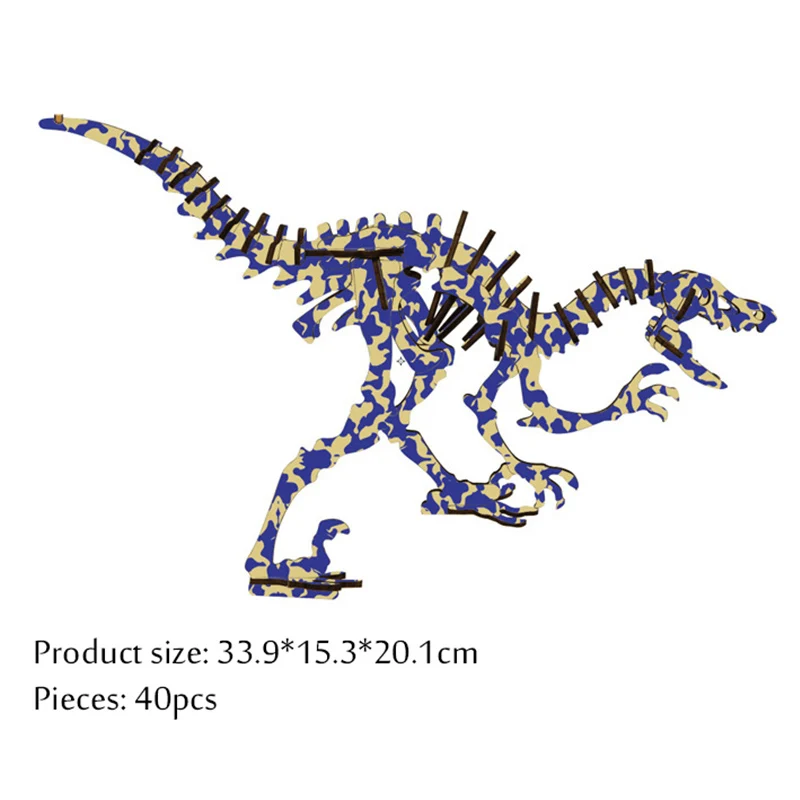 Wooden Dinosaur Toys Buliding Bricks Wooden Constructor Educational Toys for Kids 3D DIY Puzzle Model