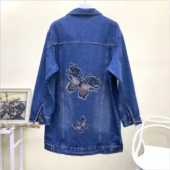 

Women's Denim Jacket Long 2020 Spring New Girl Black Jean Jacket Women Black Denim Coat Female Jackets Ladies Outerwear Hot