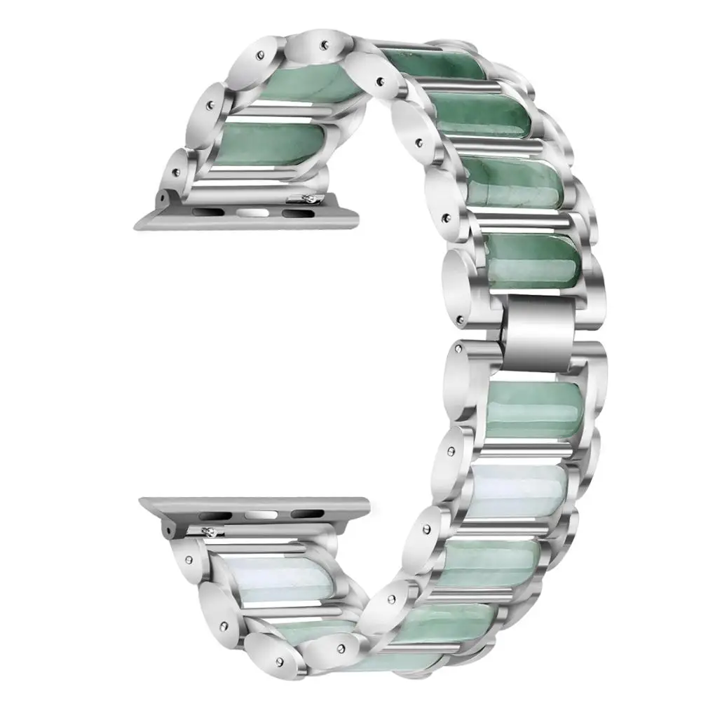 Stainless steel jade bracelet for Apple Watch series 5 4 3iWatch 44mm 40mm 42mm 38mm men 4