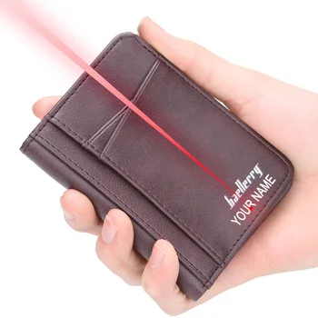 

Man's Short Wallet Personalised Name on The Wallet Free Engraving Purse Card Holder for Male PU Leather Small Wallet Card Holder