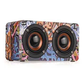 

Portable Wireless FM Radio Stereo Outdoor Wooden Sound Box Dual Bluetooth Speaker Bass