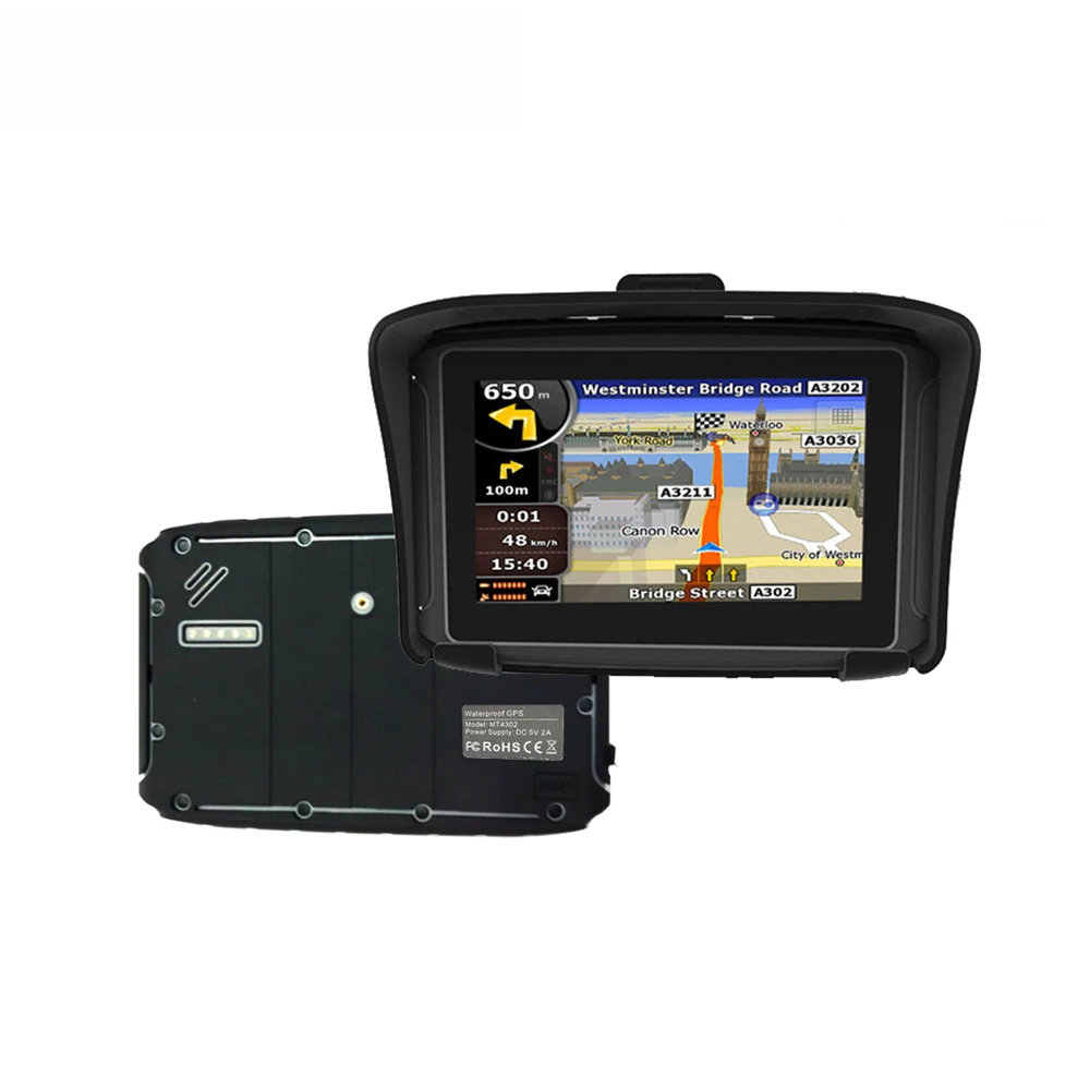 KARADAR Waterproof Motorcycle GPS - 4.3 Inch Win CE 6.0 Car GPS Navigator - Built-in 8G Map