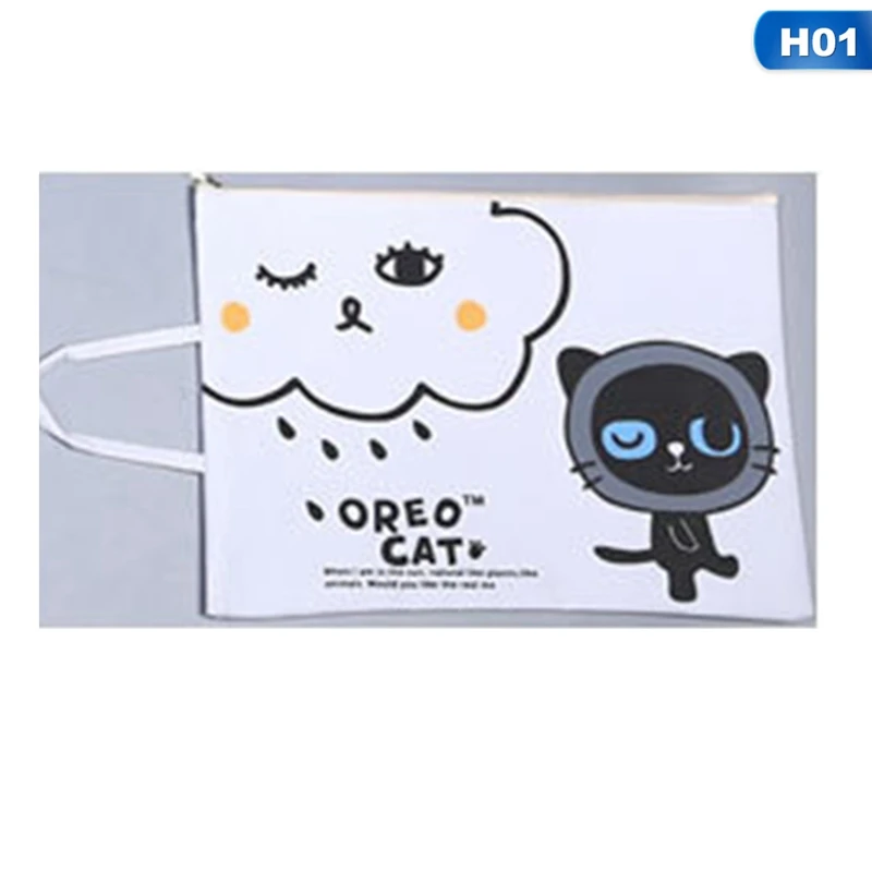 H01 А4 Сумка для документов мультфильм девушки кошка Медведь Печать папка Сумка Милый Оксфорд ткань документы папка для подачи продуктов - Цвет: H01