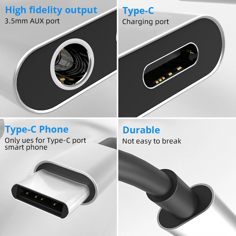 FONKNEN 2 в 1 usb type C до 3,5 мм конвертер USB-C адаптер для быстрой зарядки адаптер для наушников Разъем для наушников кабель для зарядки