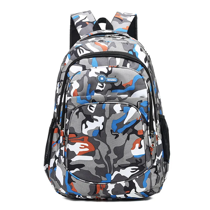 orange large DIHOPE, 2 размера, рюкзак, водонепроницаемый, школьные сумки для девочек и мальчиков, Детская сумка для книг, камуфляжная, детская, Mochila Escolar, школьный ранец - Цвет: orange large