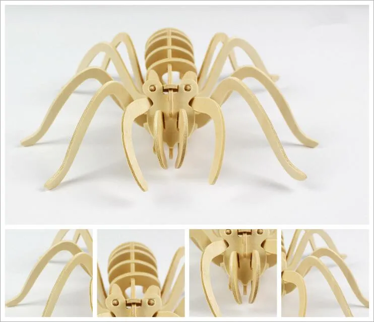 DIY Дети 3D деревянные пазлы модель животного Сборка строительные наборы Развивающие игрушки для детей - Цвет: Spider
