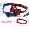 Bowknot Breakaway Cat Collar Bow Tie Safety Buckle Plaid Christmas Chihuahua Necklace Elastic Adjustable Dog Collar for Puppy 3