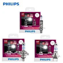 Philips H1 H4 H7 9003 12V X-treme Vision Plus ксеноновый яркий белый светильник, автомобильный галогенный головной светильник, лампа для автомобиля, 130% ярче