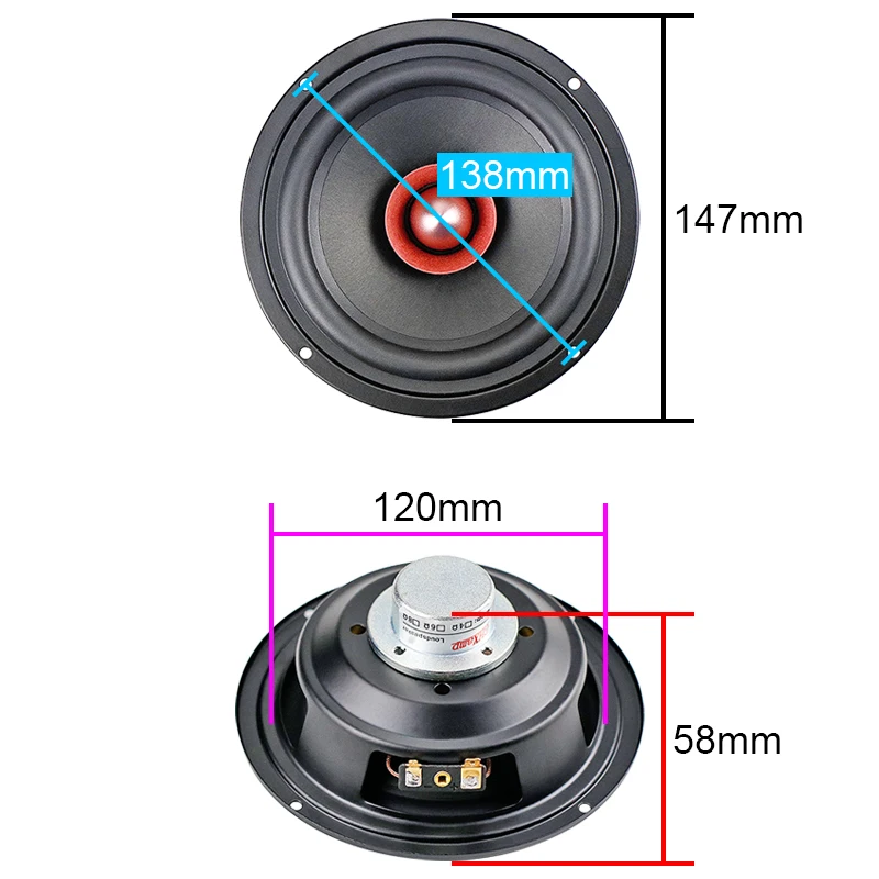 GHXAMP 5.25 Inch HIFI Full Range Speaker 4Ohm