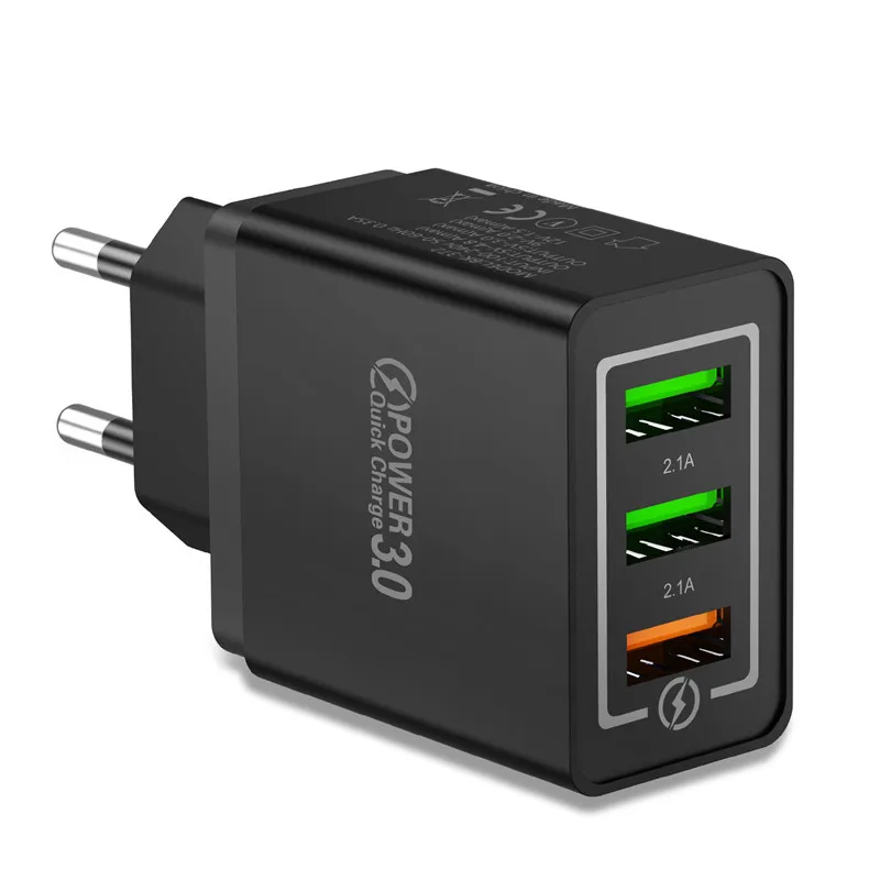 All Black USLION Быстрая зарядка 3,0 USB зарядное устройство для телефона Samsung S8 S9 Xiaomi mi 8 Huawei быстрая настенная Зарядка для iPhone 6 7 8 X XS Max iPad - Тип штекера: All Black